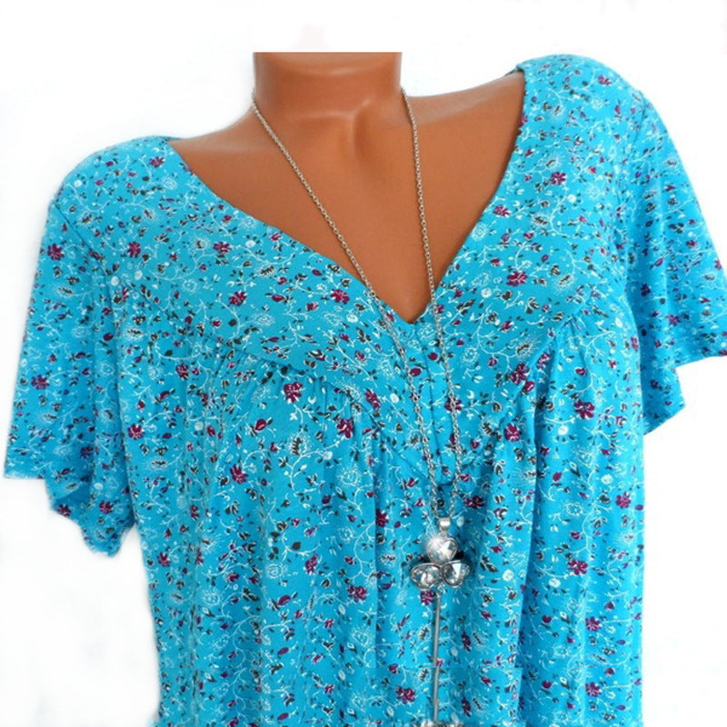 Anita – T-shirt met bloemenprint en V-hals