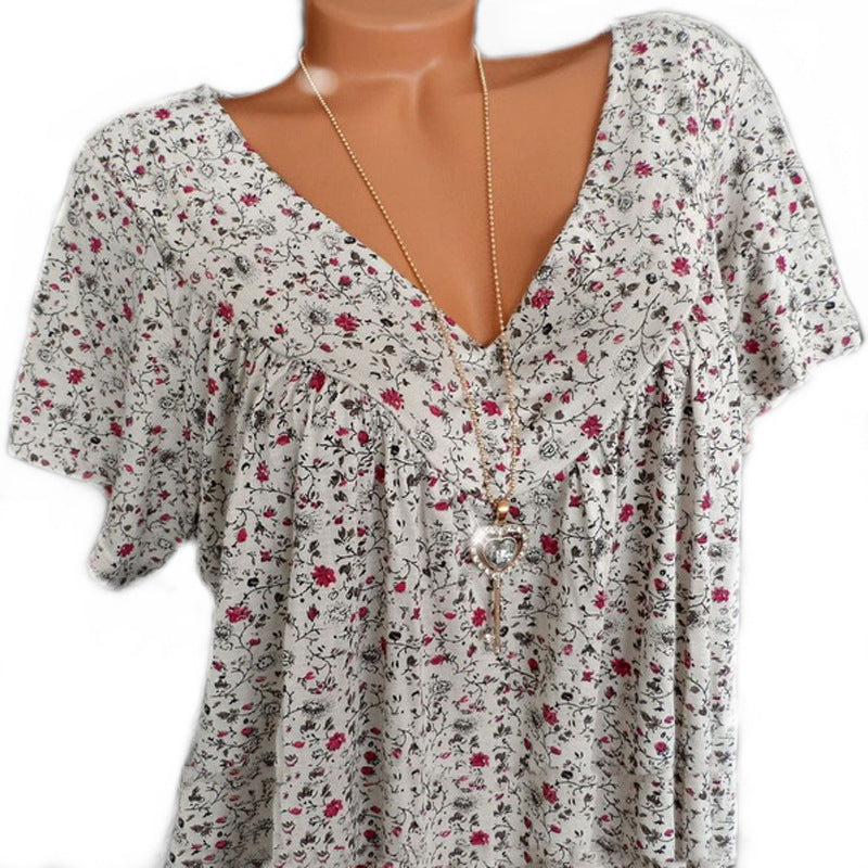 Anita – T-shirt met bloemenprint en V-hals