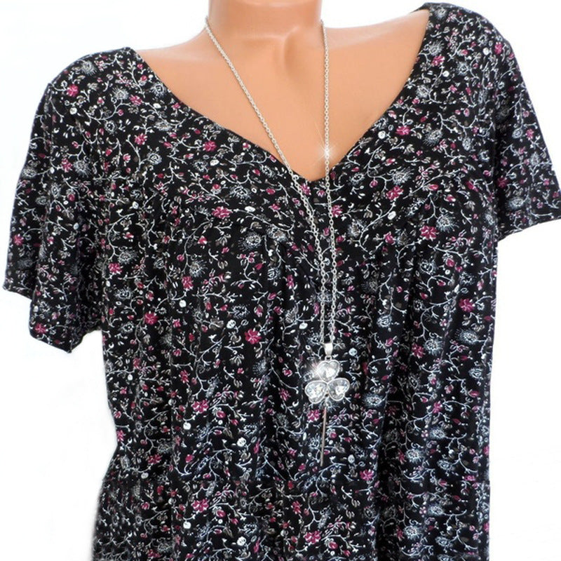 Anita – T-shirt met bloemenprint en V-hals
