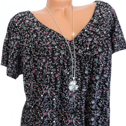 Anita – T-shirt met bloemenprint en V-hals