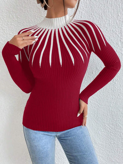 Karolina – Sweter z Wzorem i Golfem