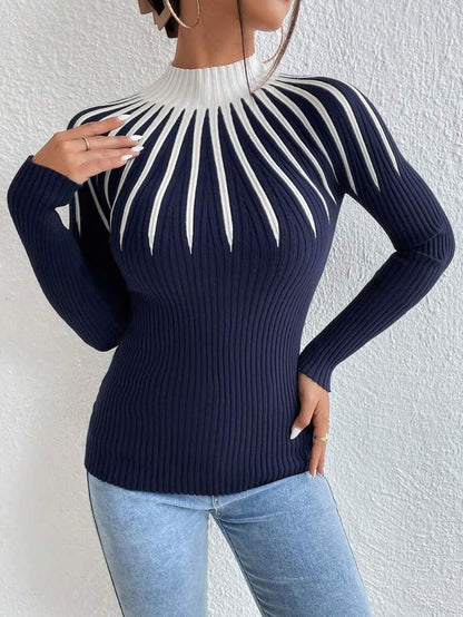 Karolina – Sweter z Wzorem i Golfem