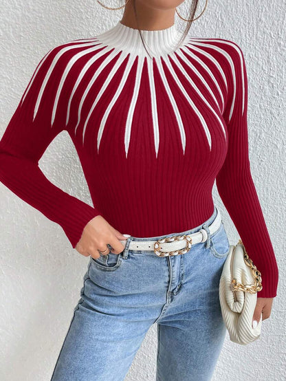 Karolina – Sweter z Wzorem i Golfem
