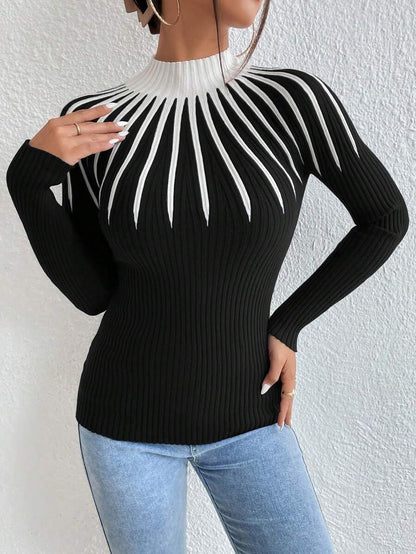 Karolina – Sweter z Wzorem i Golfem