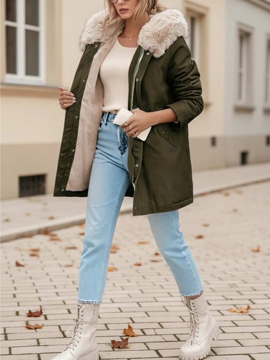 Kasia – Parka met imitatiebont