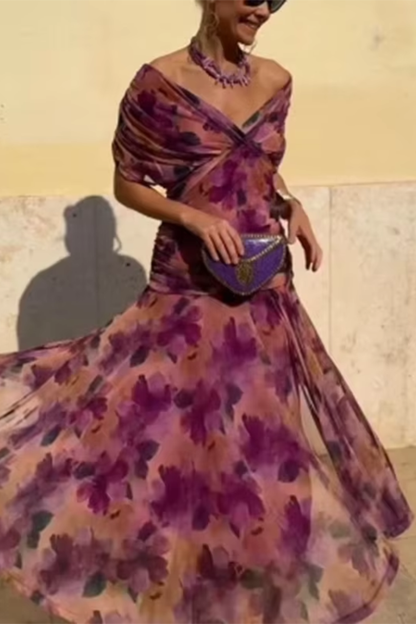 Aleksandra – Elegante maxi-jurk met V-hals