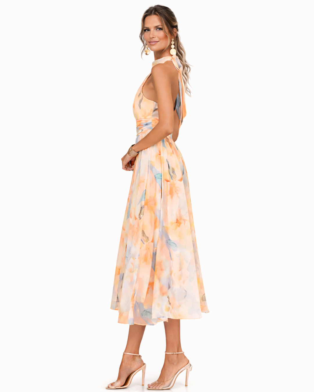 Nikola – Midi-jurk met aquarelprint