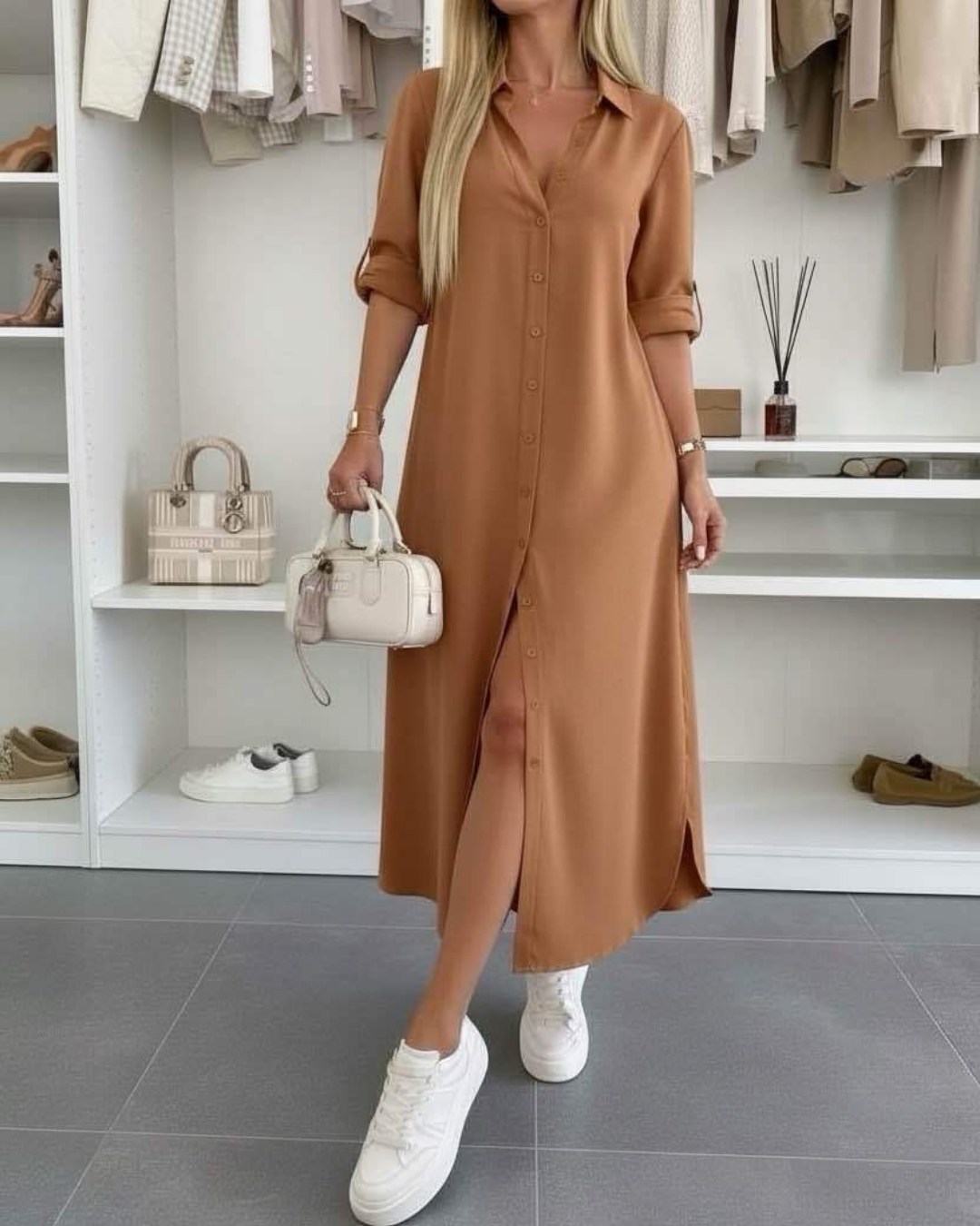 Urszula – elegancka sukienka koszulowa o luźnym kroju