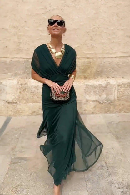 Aleksandra – Elegante maxi-jurk met V-hals
