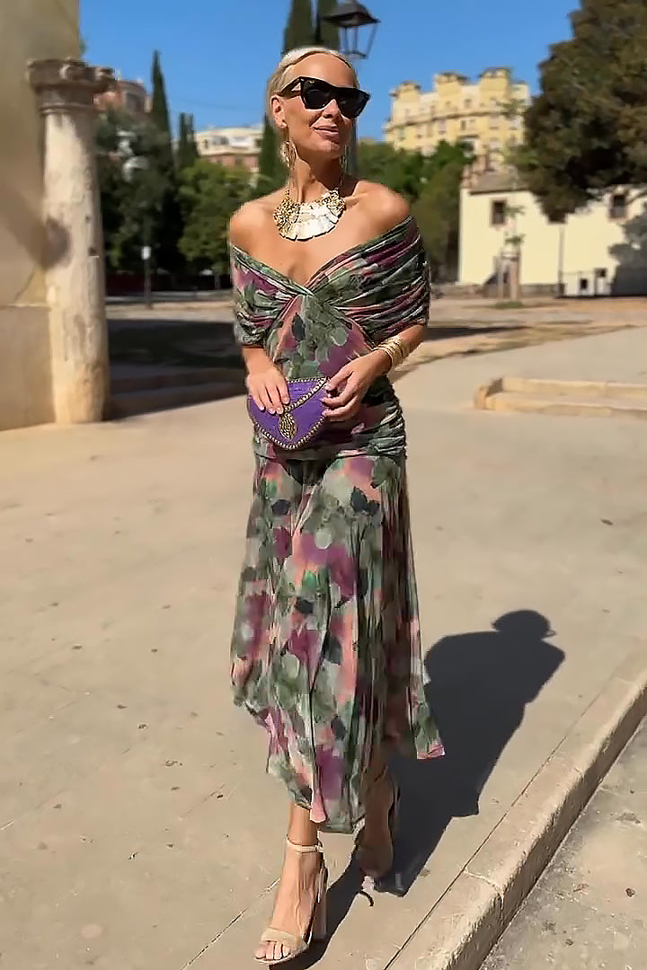 Aleksandra – Elegante maxi-jurk met V-hals