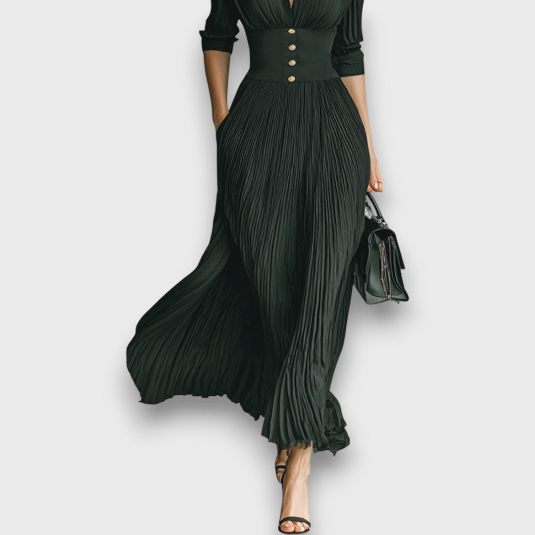 Gabriela – Elegancka sukienka maxi z plisowaną spódnicą