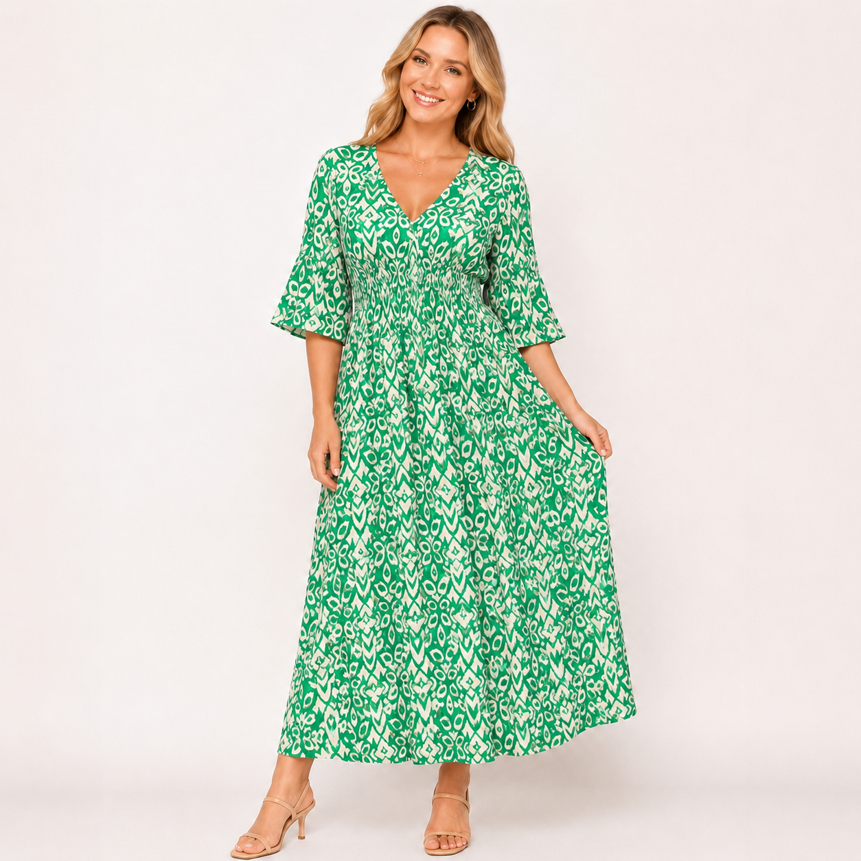 Stefania – Sukienka maxi z wzorem boho