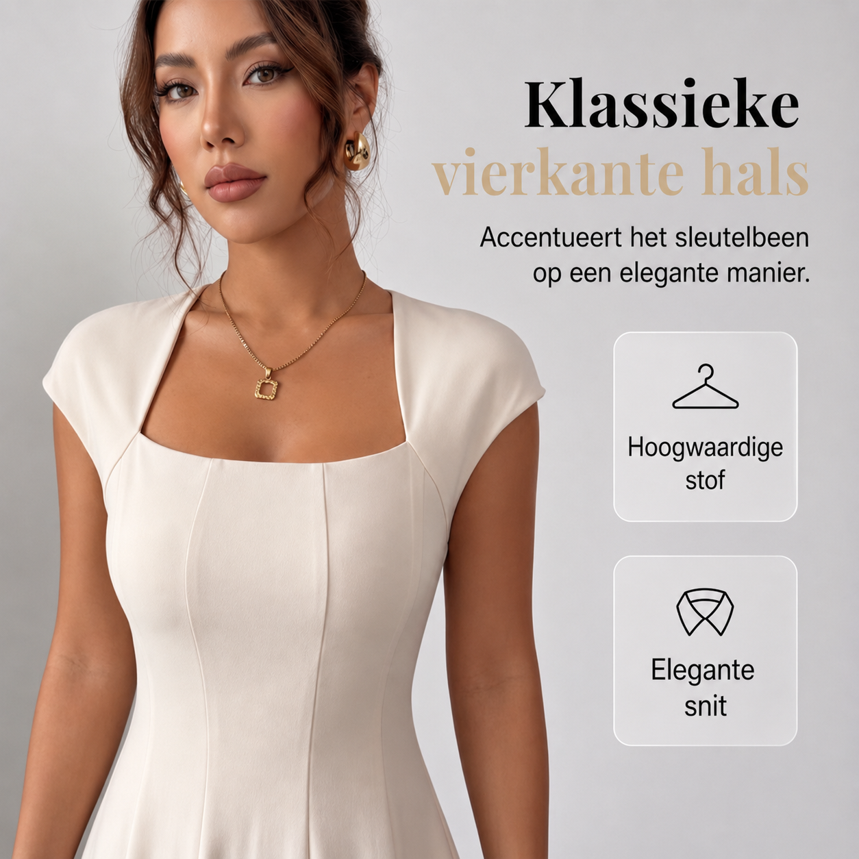 Elise – Midi-jurk met vierkante hals
