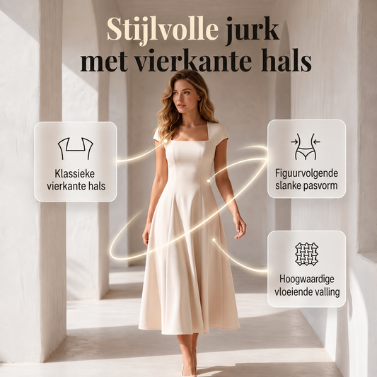 Elise – Midi-jurk met vierkante hals