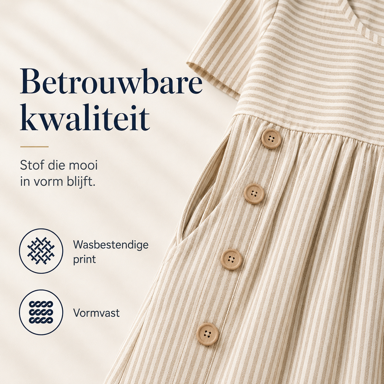 Sophie – Jurk met streeppatroon en zijzakken