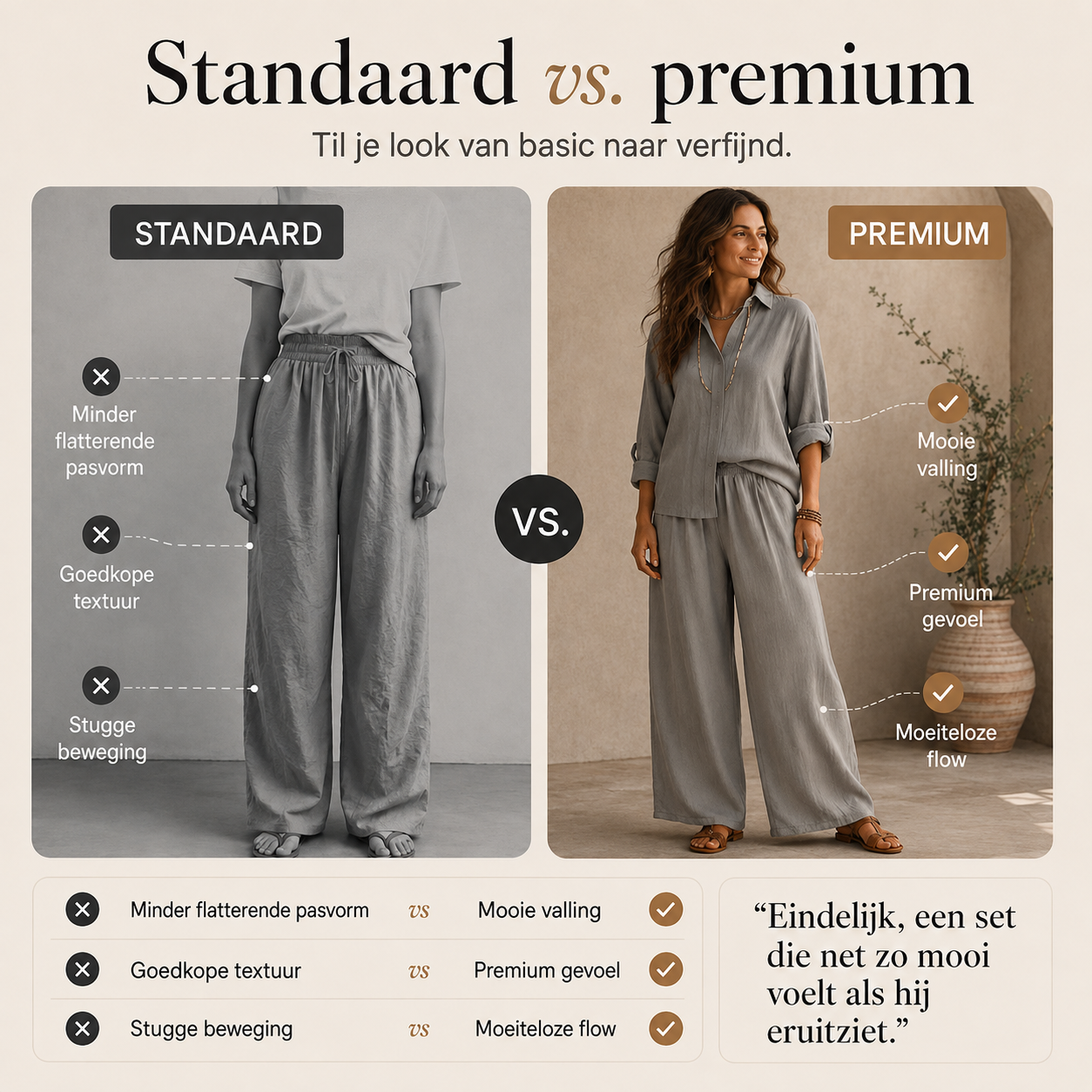 Isabelle – Blouse- en broekset met wijde pijpen