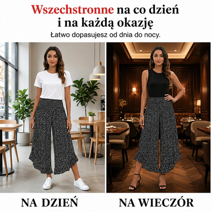 Gosia – Spodnie w kropki, szerokie nogawki