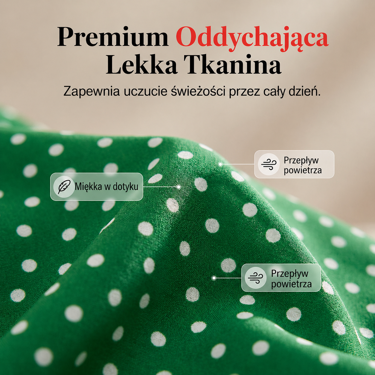 Gosia – Spodnie w kropki, szerokie nogawki