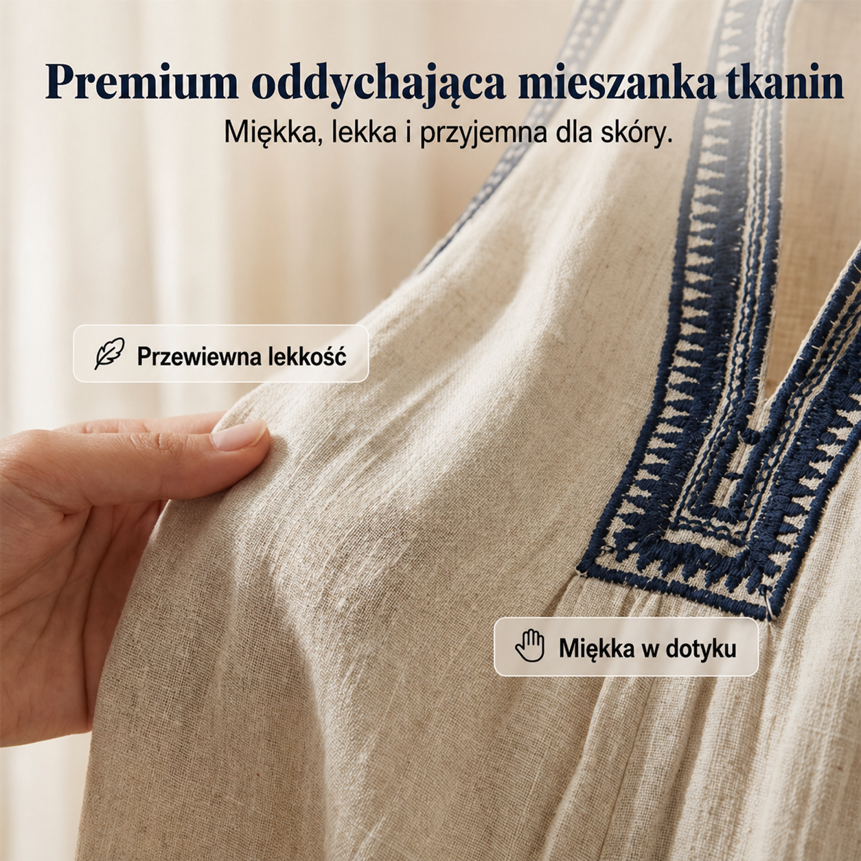 Sandra – Kombinezon z haftowanym dekoltem