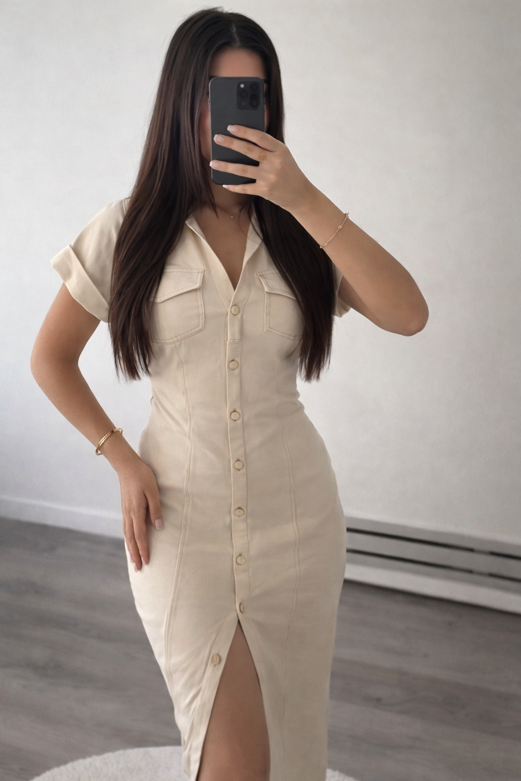 Dominika – elegancka sukienka z guzikami o prostym kroju