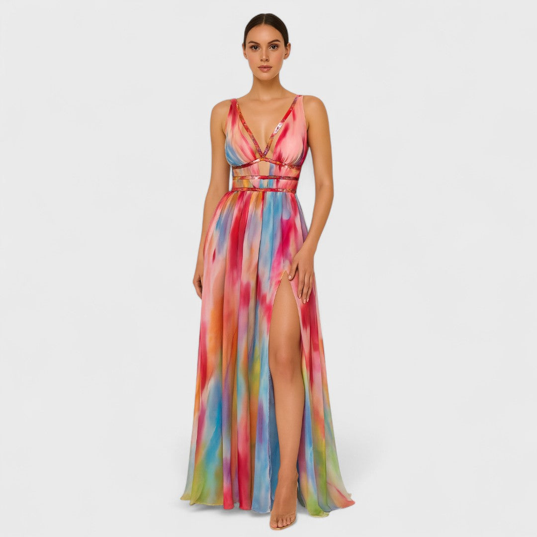 Roksana – Maxi o akwarelowym wzorze