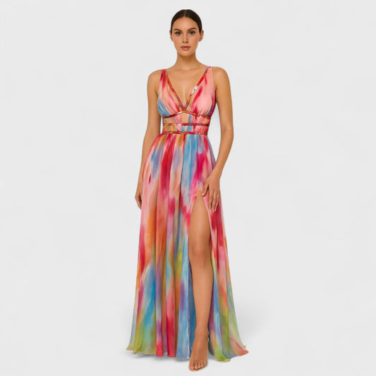 Roksana – Maxi o akwarelowym wzorze