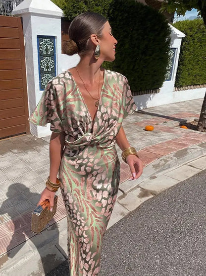 Kornelia – Elegancka sukienka midi z wiązaniem w talii