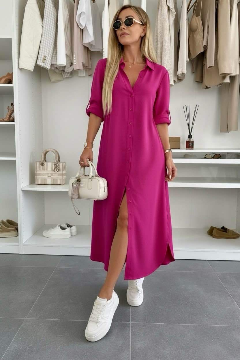 Urszula – elegancka sukienka koszulowa o luźnym kroju