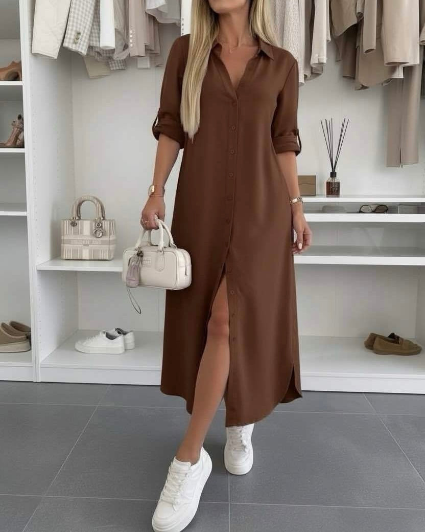 Urszula – elegancka sukienka koszulowa o luźnym kroju