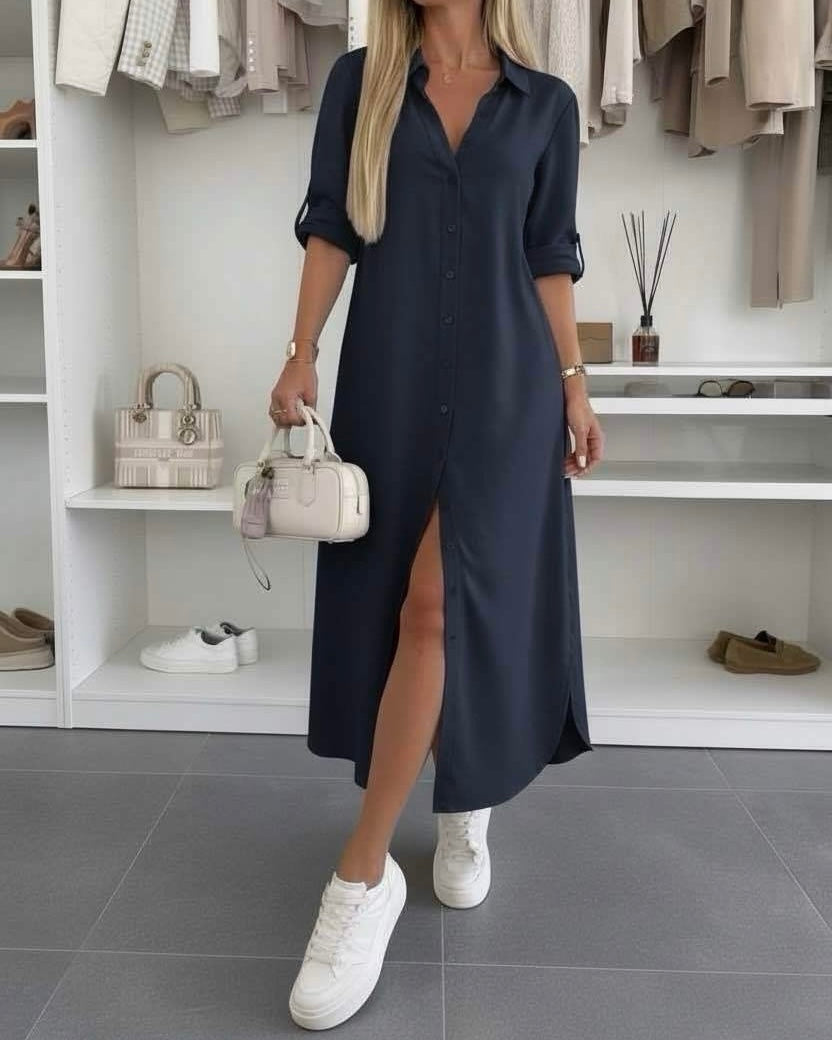 Urszula – elegancka sukienka koszulowa o luźnym kroju
