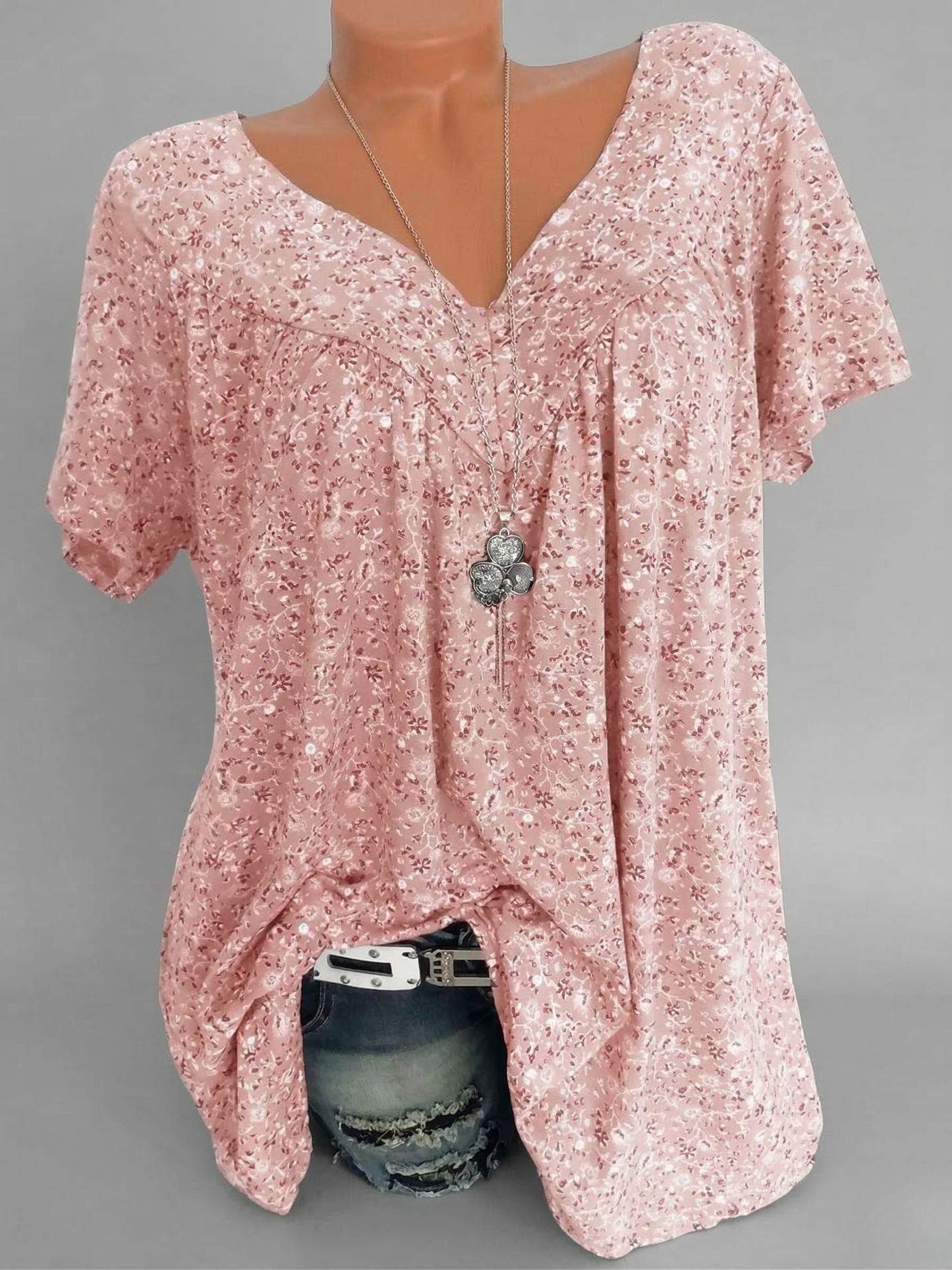 Anita – T-shirt met bloemenprint en V-hals