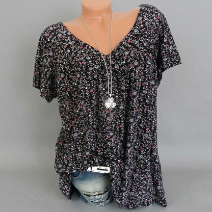 Anita – T-shirt met bloemenprint en V-hals
