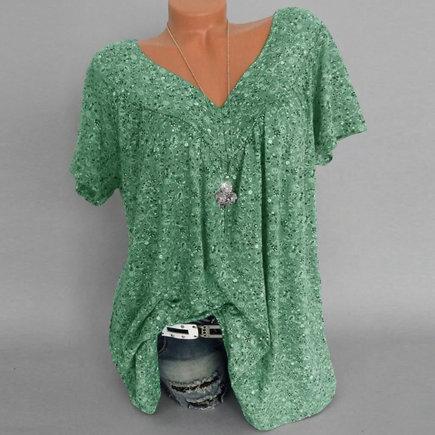 Anita – T-shirt met bloemenprint en V-hals