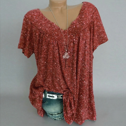 Anita – T-shirt met bloemenprint en V-hals