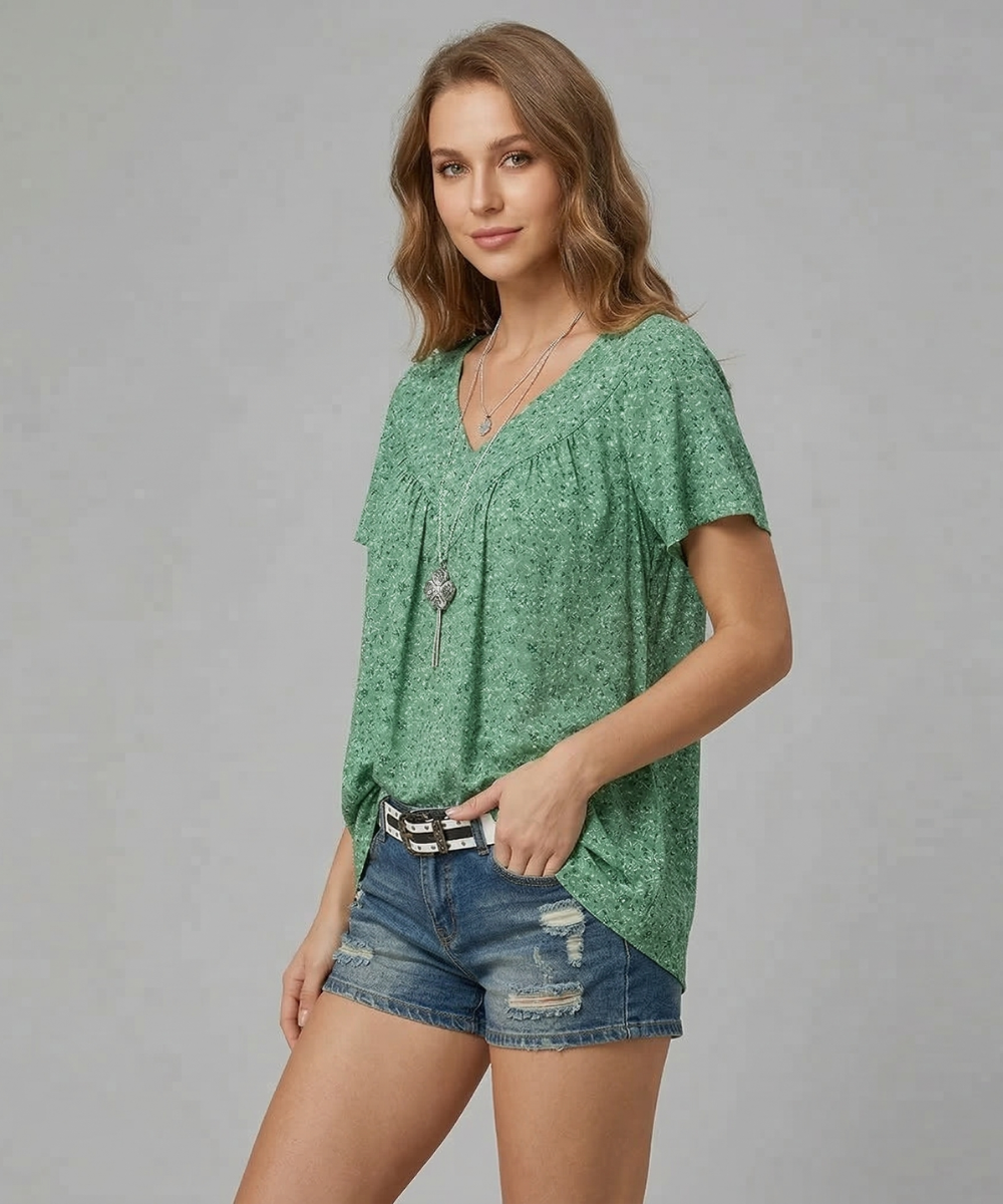 Anita – T-shirt met bloemenprint en V-hals