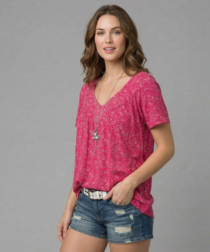 Anita – T-shirt met bloemenprint en V-hals