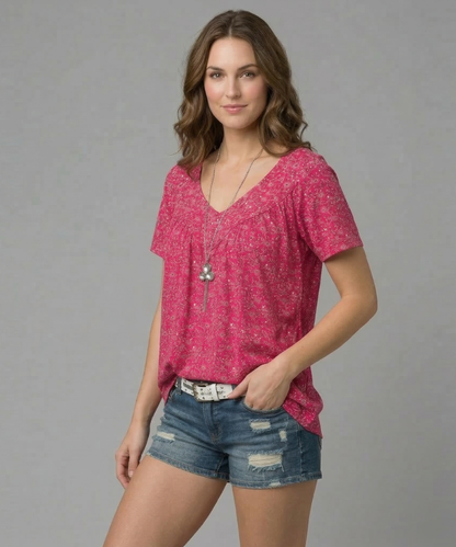 Anita – T-shirt met bloemenprint en V-hals