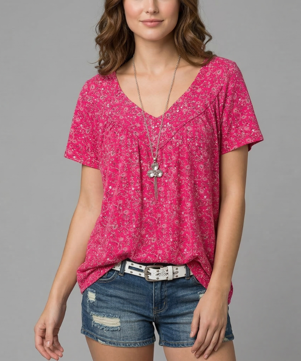 Anita – T-shirt met bloemenprint en V-hals