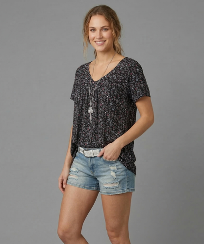 Anita – T-shirt met bloemenprint en V-hals