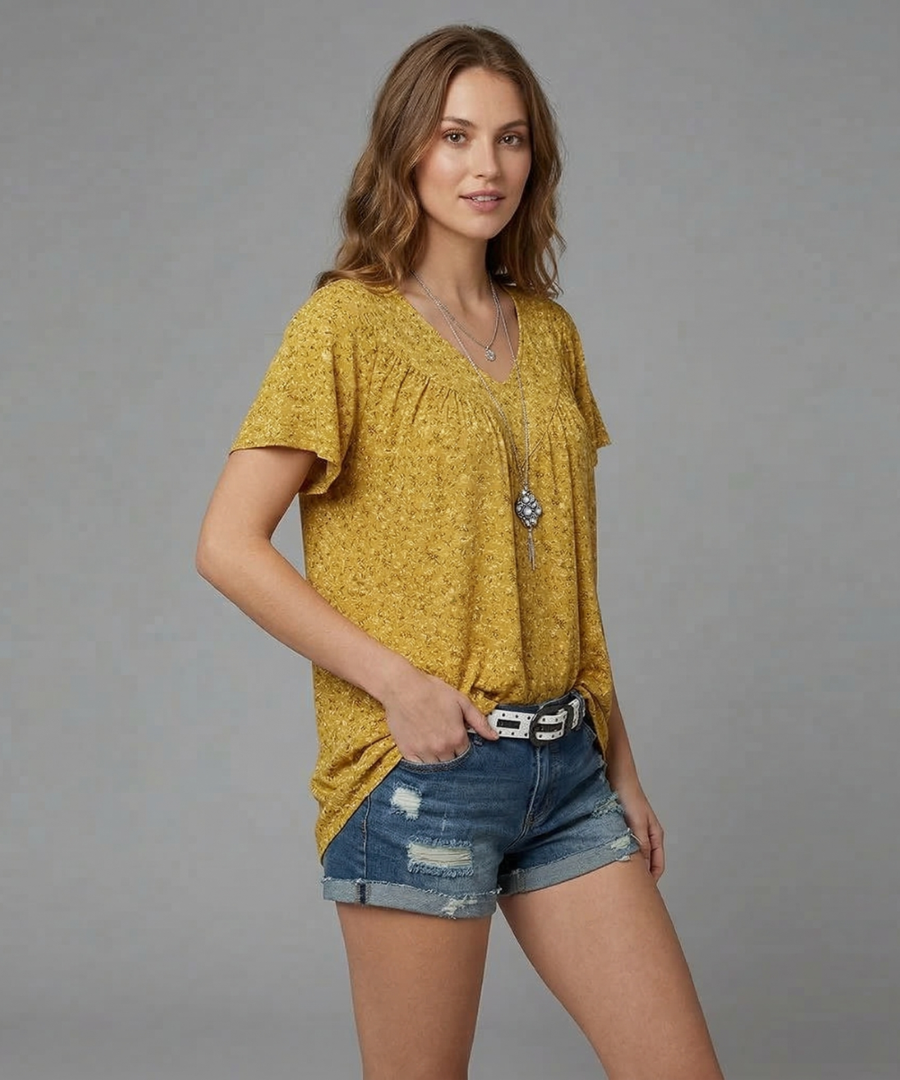 Anita – T-shirt met bloemenprint en V-hals