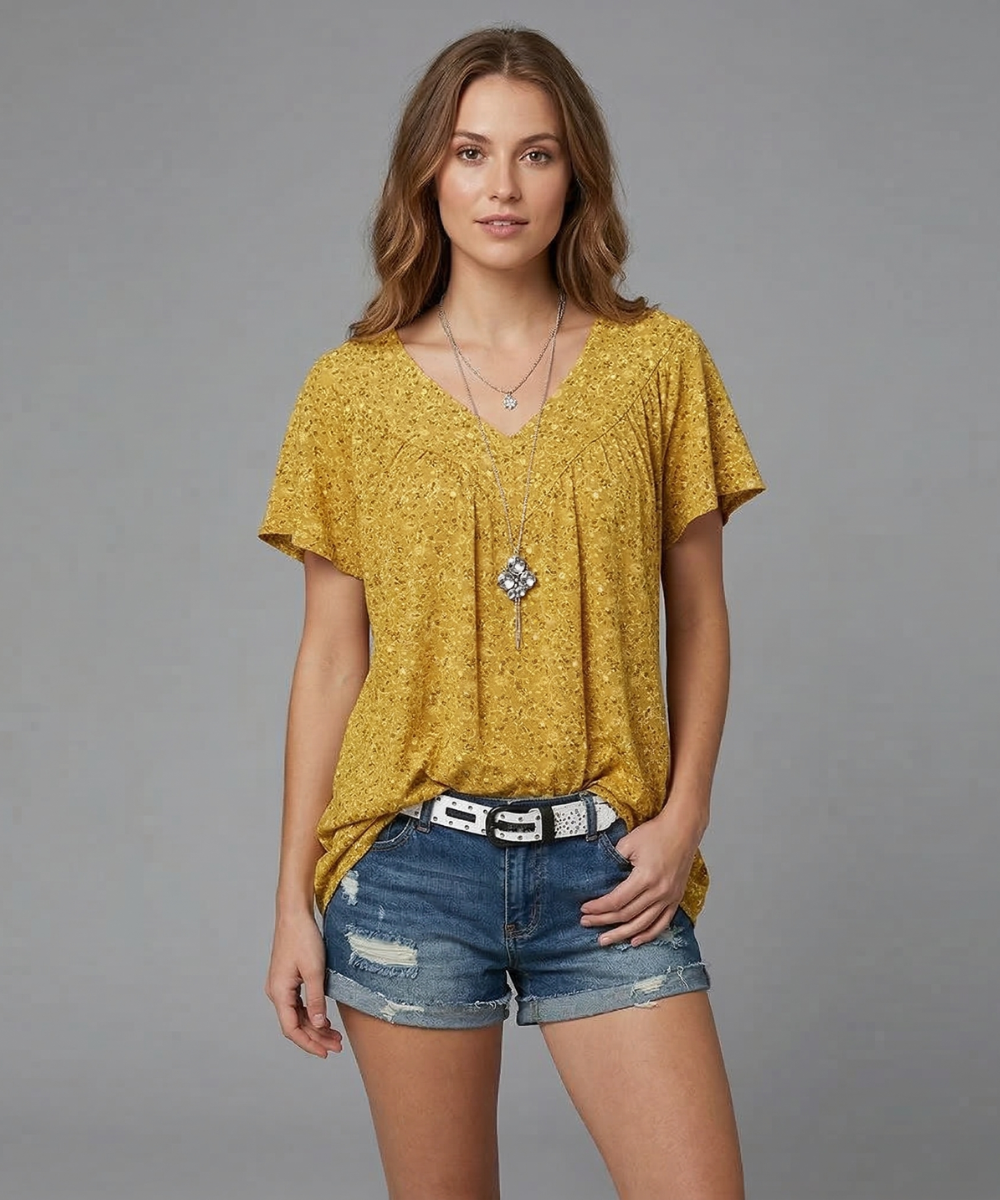 Anita – T-shirt met bloemenprint en V-hals
