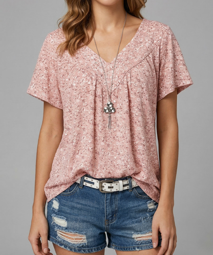 Anita – T-shirt met bloemenprint en V-hals