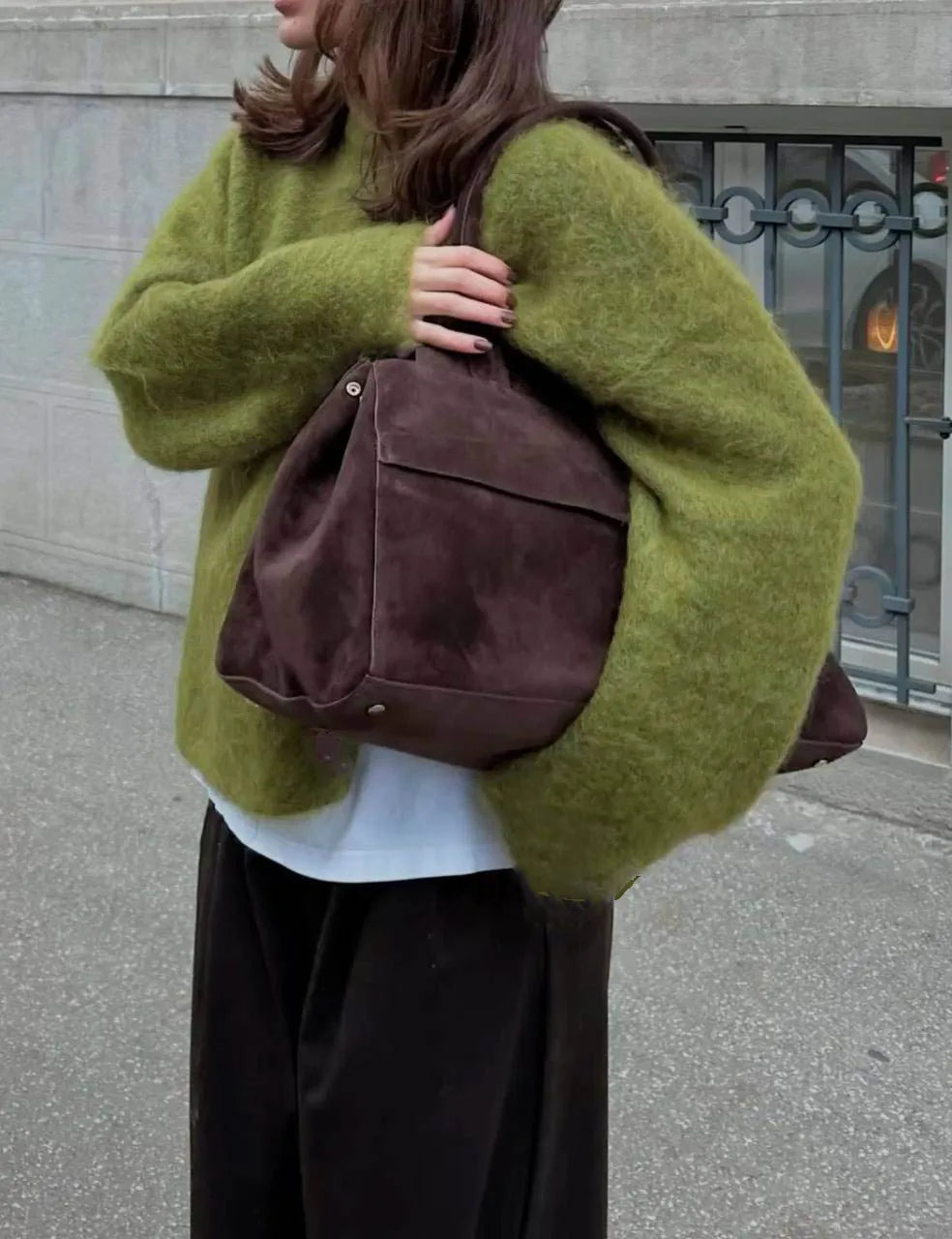 Oversized gebreide trui met ronde hals