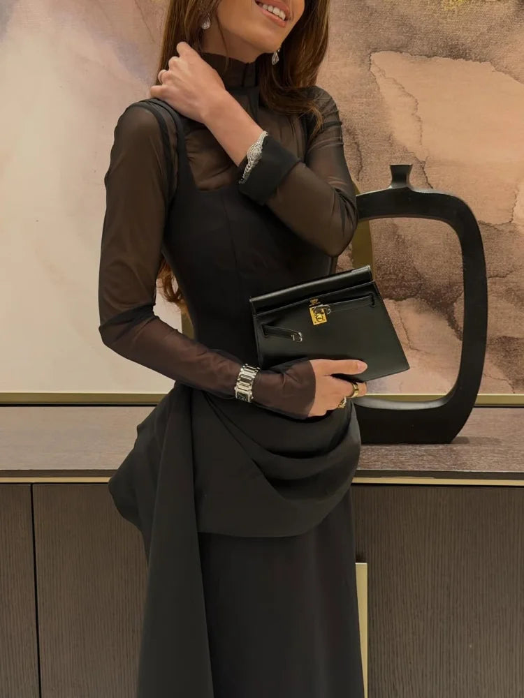 Adrianna – Elegante jurk met transparante mouwen