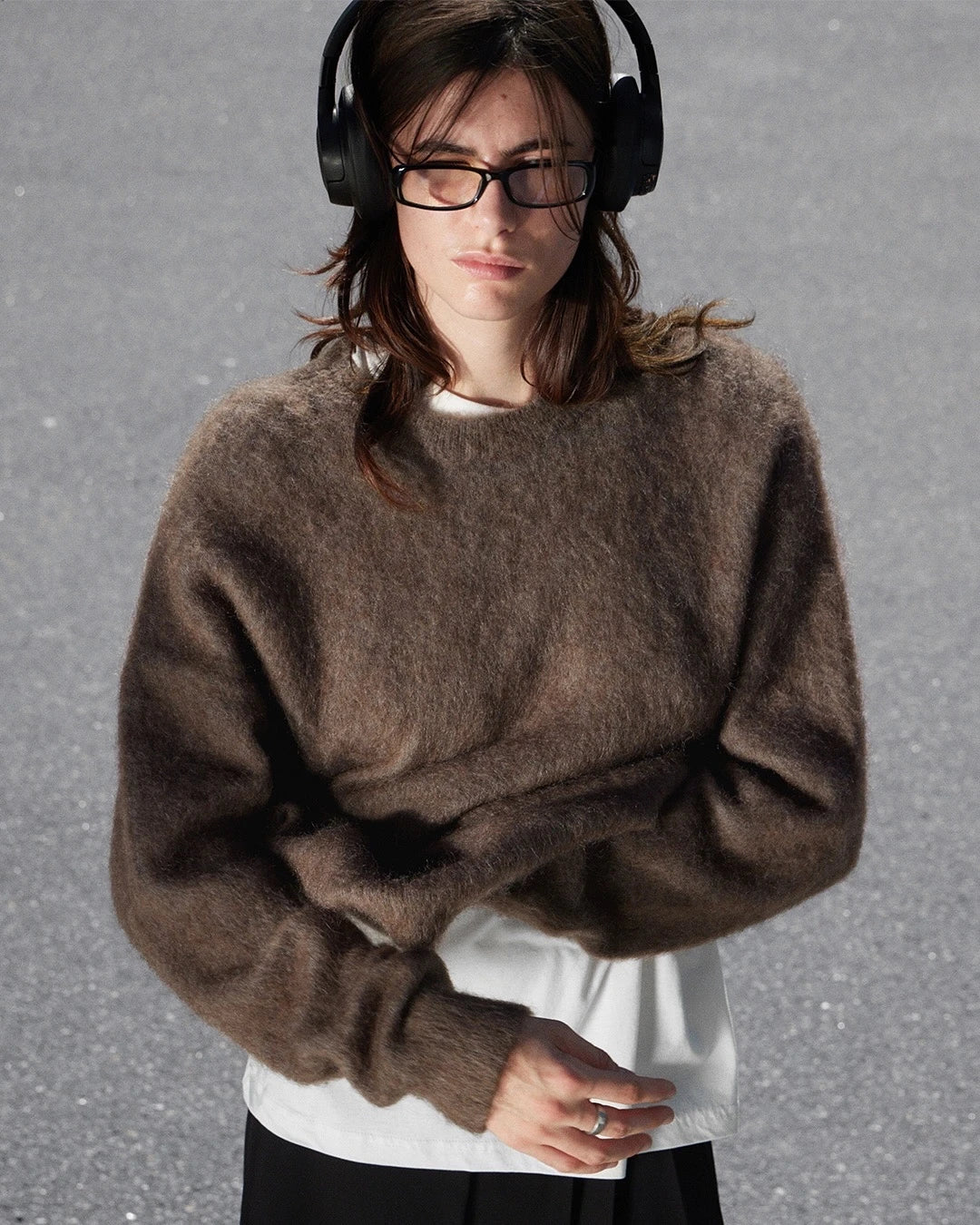 Oversized gebreide trui met ronde hals