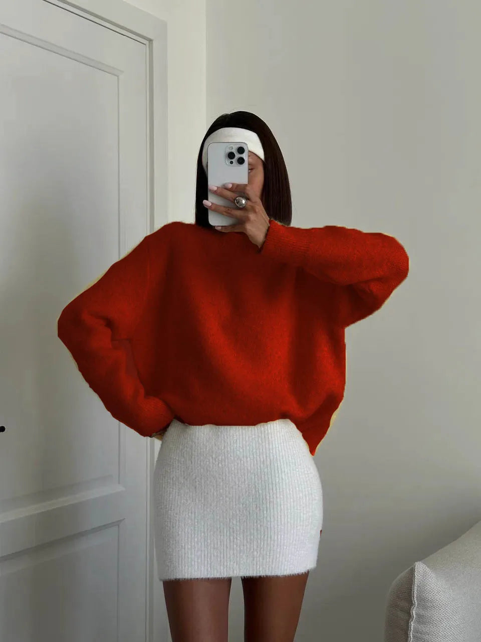 Oversized gebreide trui met ronde hals