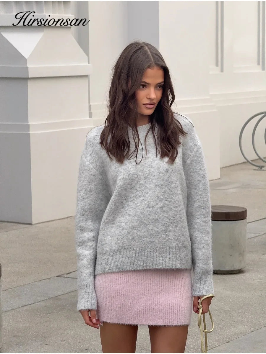Oversized gebreide trui met ronde hals