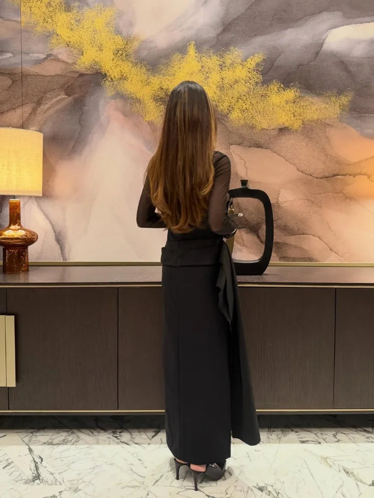 Adrianna – Elegante jurk met transparante mouwen