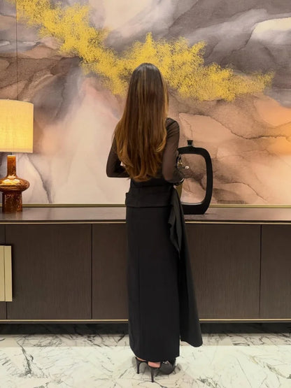 Adrianna – Elegante jurk met transparante mouwen