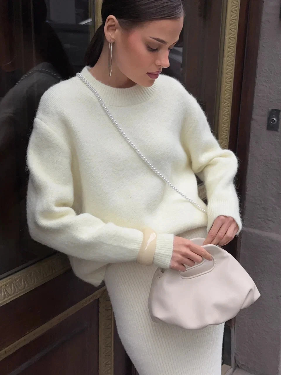 Oversized gebreide trui met ronde hals